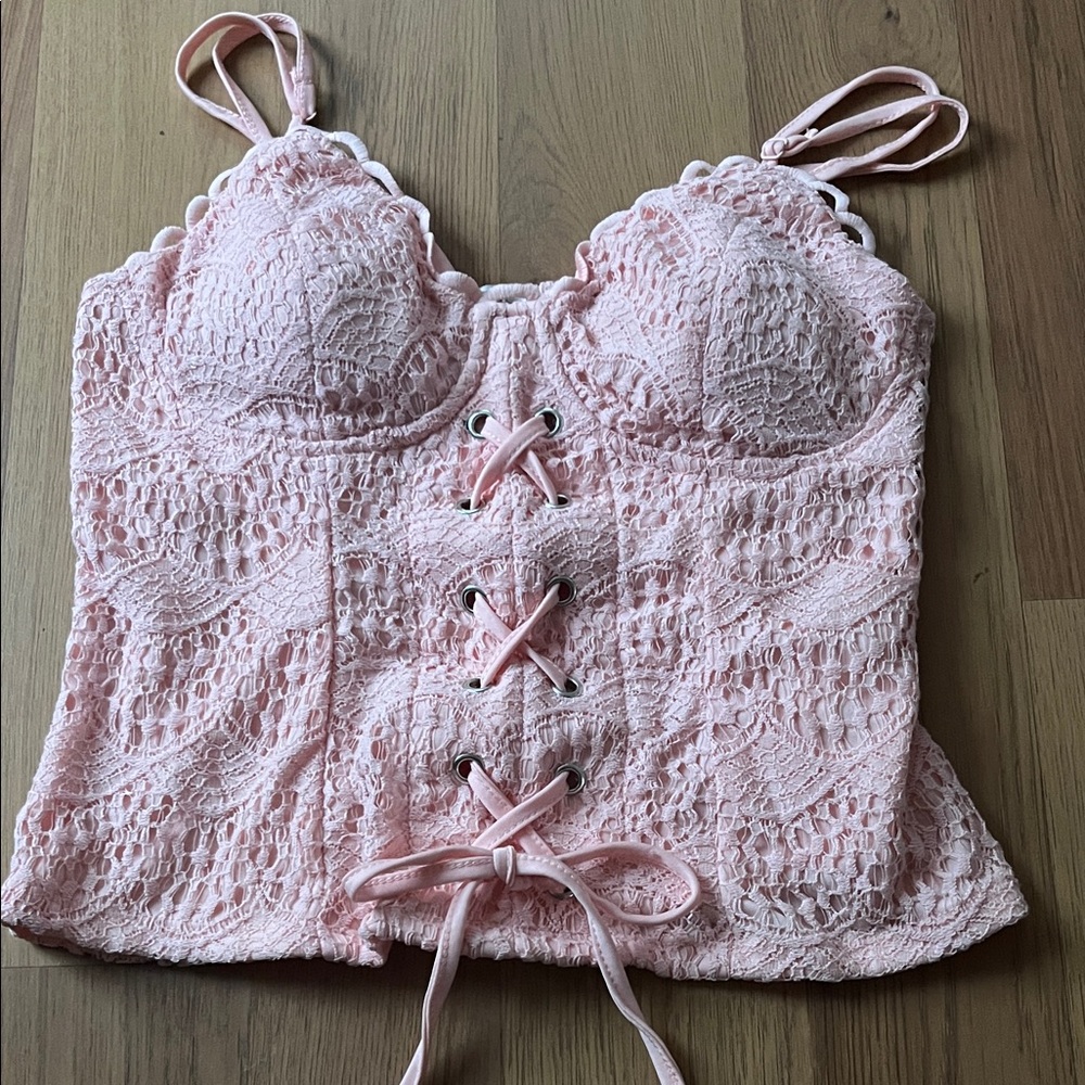 Lily White Soft Pink Lace-Trim Camisole